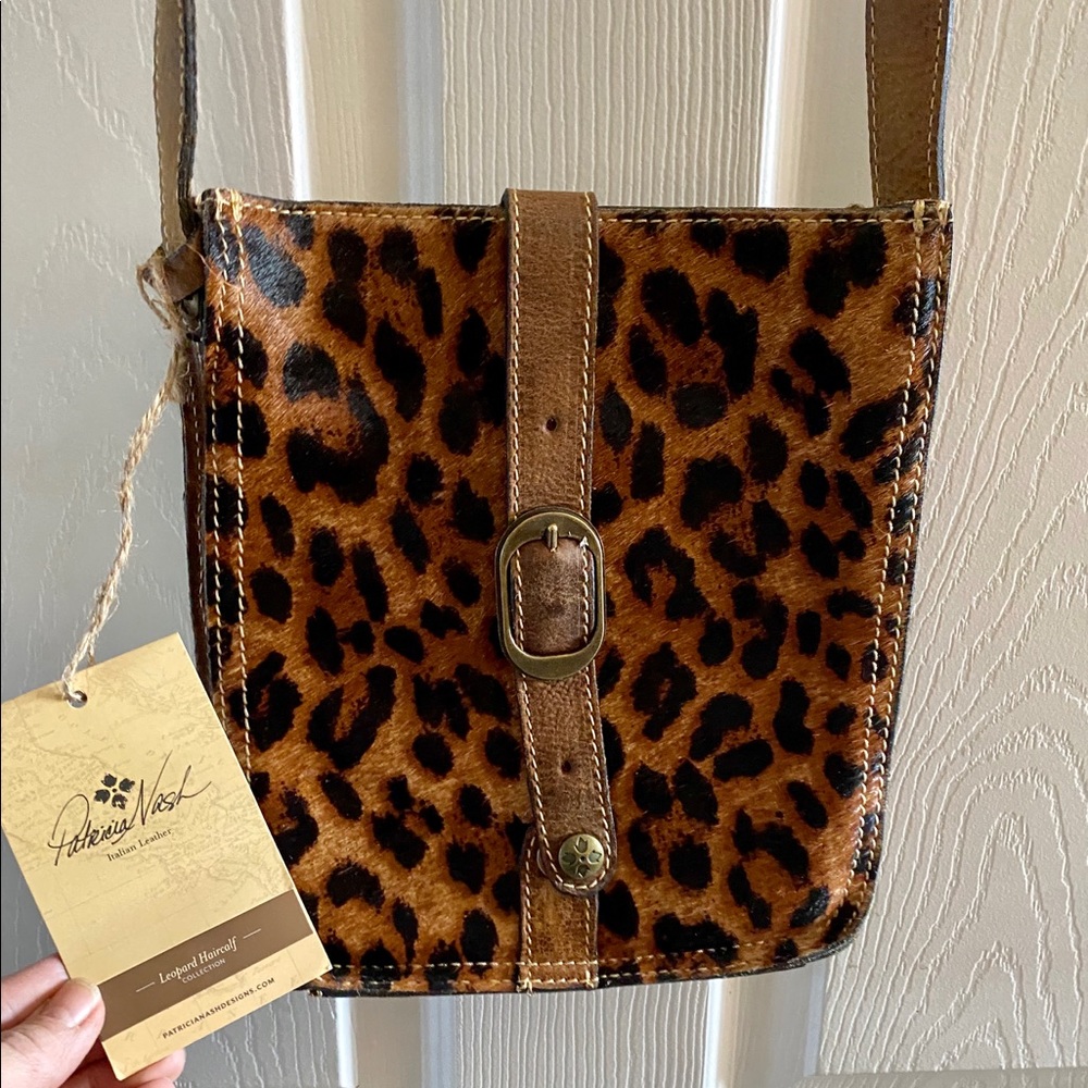 PATRICIA NASH LEOPARD PRINT CROSSBODY BAG NWT $128 with matching coin purse $49